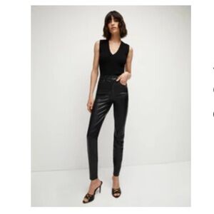 Veronica Beard Debbie Vegan Leather Ankle Skinny High Rise Jeans